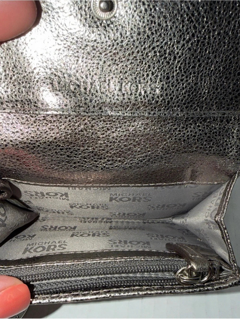 Michael Kors Metallic Pewter Keyring Phone Wallet